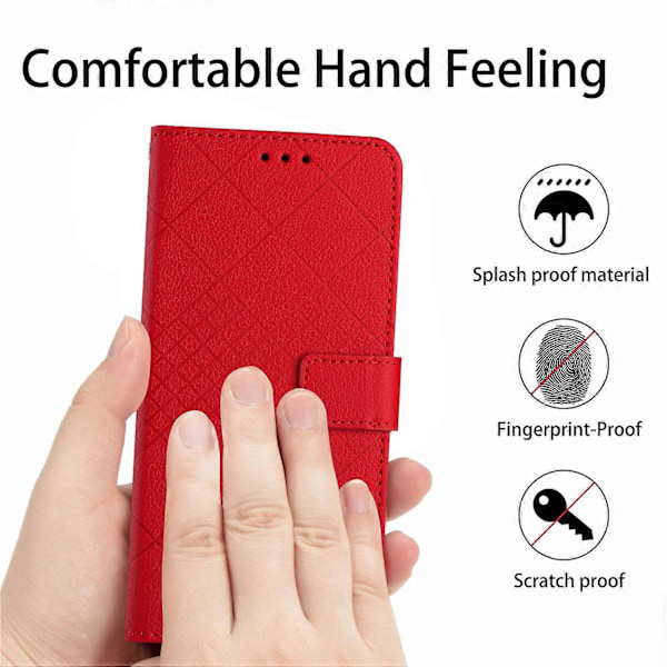 HT06 Skal för Xiaomi 14 Anti-repa Präglat PU Läder Litchi Textur Smartphone Skydd Multicolor Style C