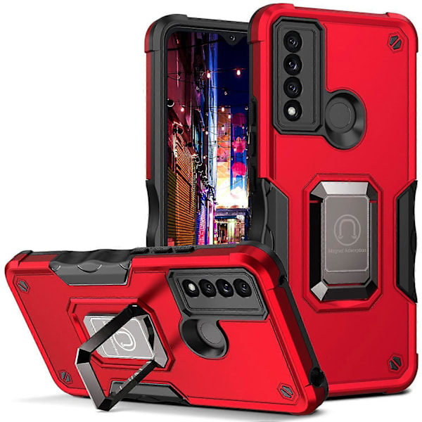 Ring Stöd Drop-proof Anti-scratch Hybrid Hårt PC+Mjukt TPU Mobiltelefon Skal Fodral för TCL 20 XE