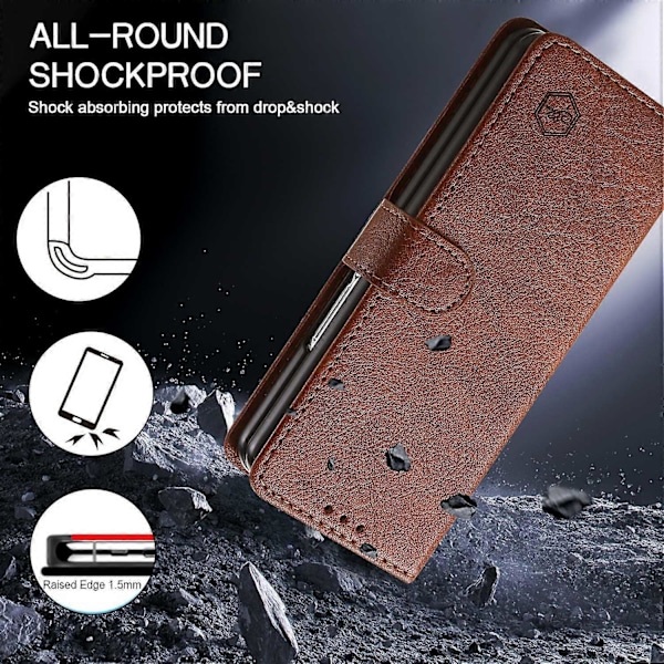 Skal för Samsung Galaxy Z Fold5 5G, enfärgat skyddande fodral PU-läder plånboksfodral Multicolor Style E