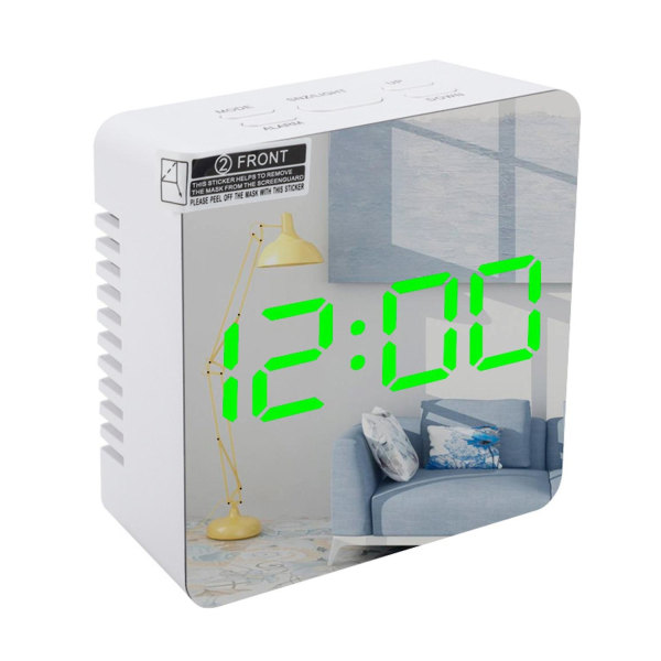 Rektangel fyrkantig multifunktions LED-display väckarklocka för hemmet Green