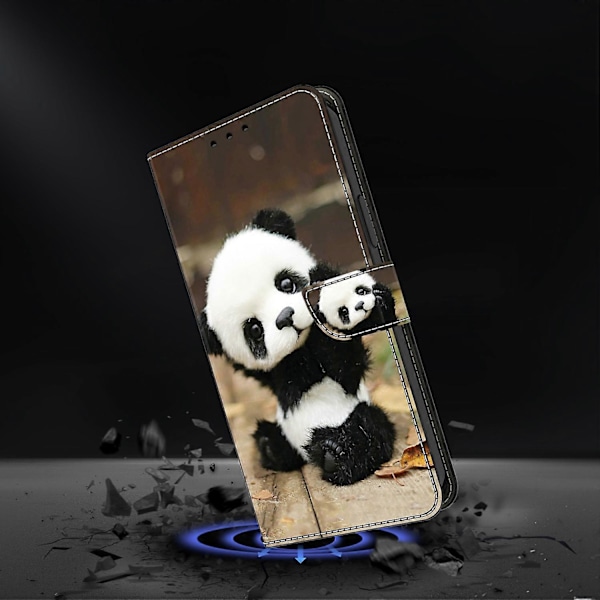 För iPhone 16 Pro Skal Mönstertryckt Skyddande Läder Flip Fodral- Multicolor Panda