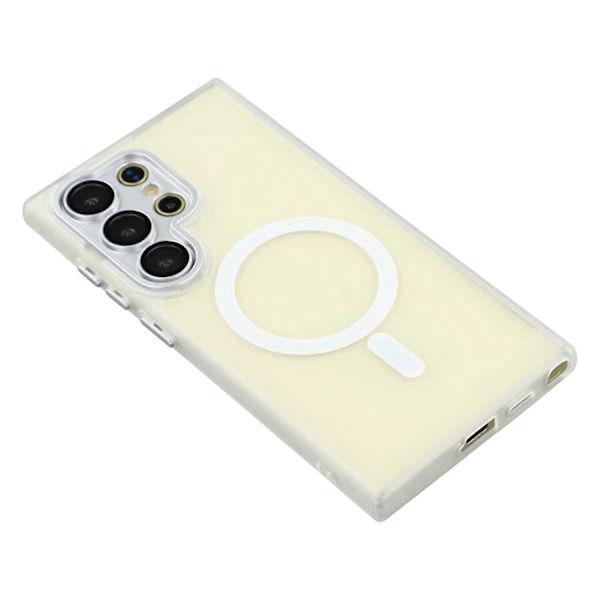 Skal för Samsung Galaxy S25 Ultra Kompatibelt med MagSafe PC + TPU Matt Telefonskal med Glaslins Multicolor Transparent White