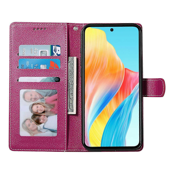 Til Realme 14 5G Stand Case Litchi Tekstur Læder Wallet Telefon Cover Magnetisk Lukning Multicolor Rose