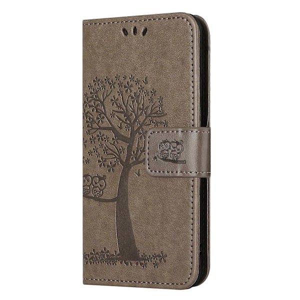 Til Samsung Galaxy A15 5G Etui Ugle Træ Præget Læder Flip Telefon Cover med Pung Multicolor Style E