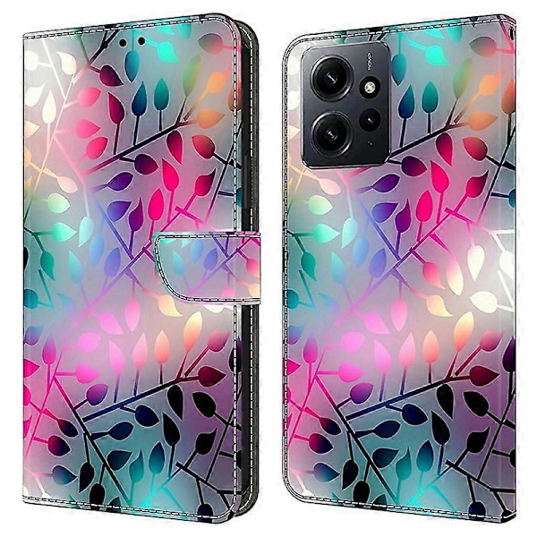 För Xiaomi Redmi Note 12 4G Skal Stöttåligt Mobilskal Läder Flip Plånboksfodral Multicolor Style K