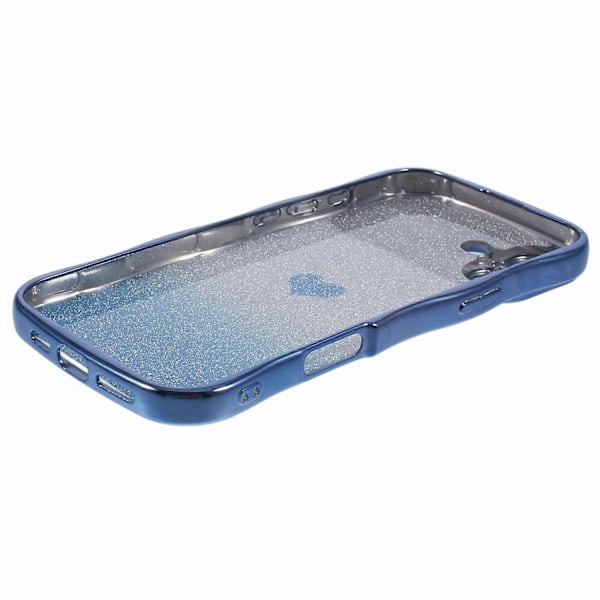 Til iPhone 16 Plus Cover Kærlighedshjerte Gradient Glitter TPU Telefon Cover Elektroplettering Krøllet Ramme Multicolor Style E