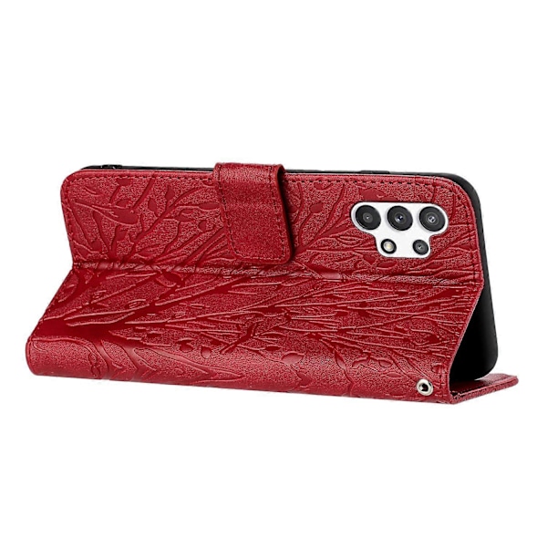 Til Samsung Galaxy A32 4G (EU Version) Etui Træ Fugl Prægning Læder Wallet Stand Cover Multicolor Style E