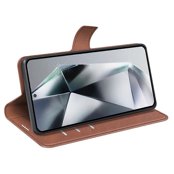 Til Samsung Galaxy S25 Ultra Stand Case Anti-Scratch Kalvetekstur Læder Telefon Cover Multicolor Style F