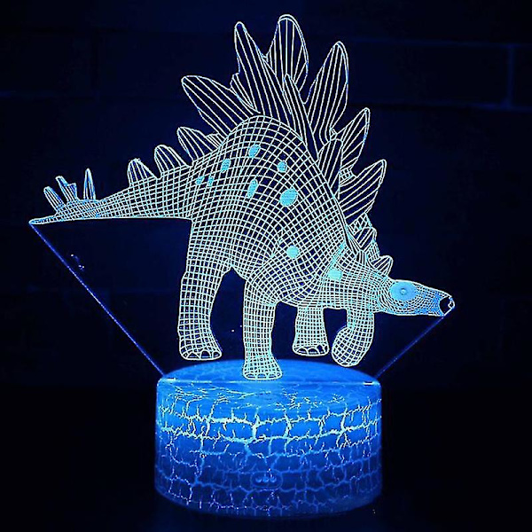 Dinosaur World 3D LED Natlampe Soveværelse Indretning Bordlampe 7 Stegosaurus