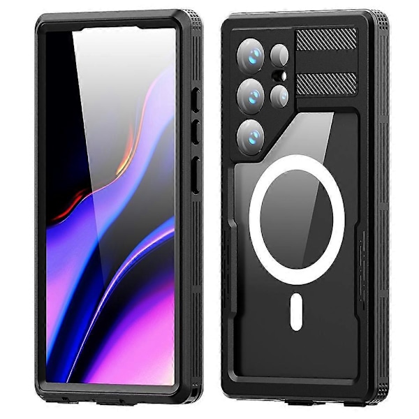 REDPEPPER IP68 Vedenpitävä Kotelo Samsung Galaxy S24 Ultra Magneettiselle Läpinäkyvälle Puhelinkotelolle - Multicolor Black