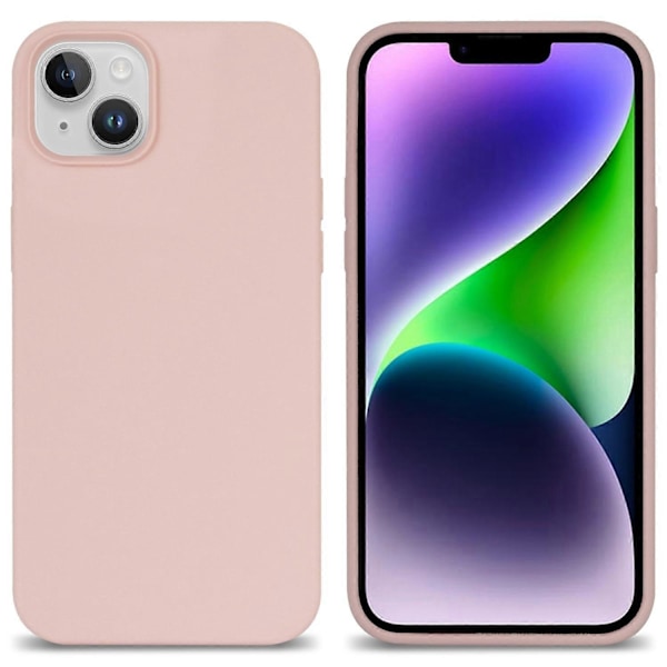 För iPhone 14 Plus Silkeslen Mjuk Touch Flytande Silikon Skal Fiberfoder Fallskydd Mobilskal Multicolor Style E