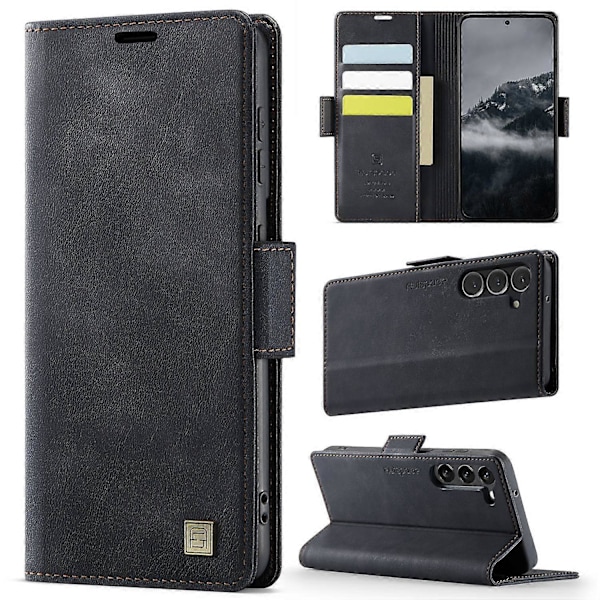 Samsung Galaxy S23+ -kotelo AUTSPACE A11 RFID-suojattu retro nahkainen lompakkokotelo puhelimelle- Multicolor Black