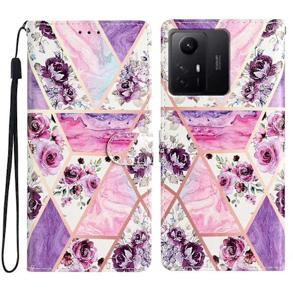 PU Læder Wallet Cover med Mønsterprint og Flip Stand til Xiaomi Redmi Note 12S 4G Multicolor Style E