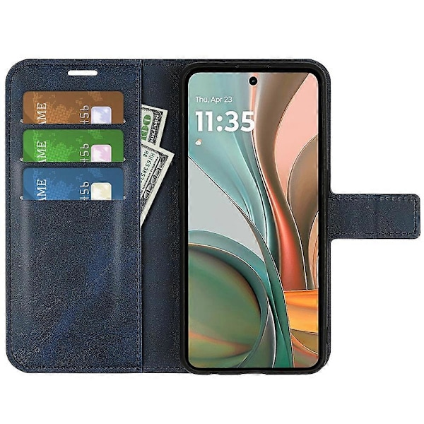 Til Motorola Moto G75 5G Stand Case Anti-Scratch Kalvetekstur Læder Telefon Cover Multicolor Style E