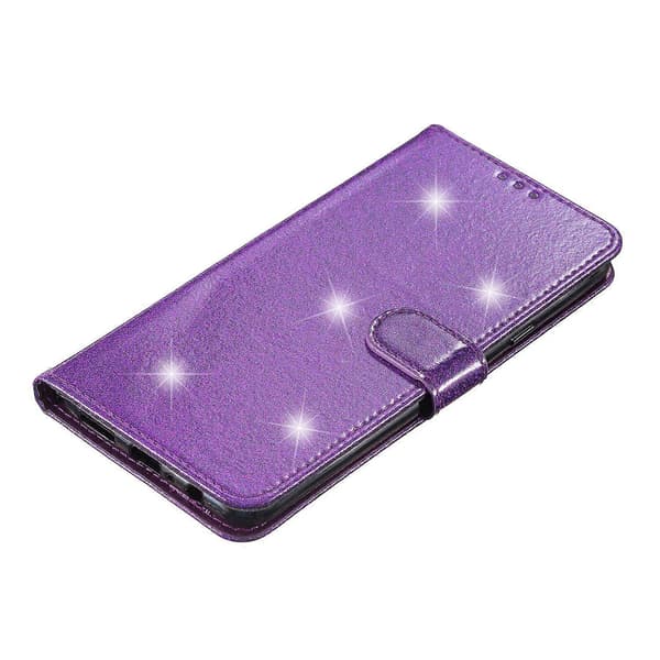 Glittrigt PU-läderfodral med folio flip plånboksstativ för iPhone 14 Plus Multicolor Style D