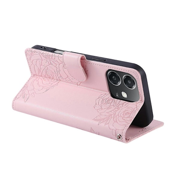 Etui til Oppo A3x 5G (Indien)/A3x 4G/A3 5G/A3 4G/A60 5G/A40 4G/A40M 4G Rose Blomst Telefon Cover med 3 Multicolor Rose Gold