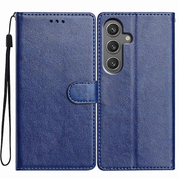 Læder telefoncover med pung, stativ og praktisk rem til Samsung Galaxy A54 5G - Grøn Multicolor Blue