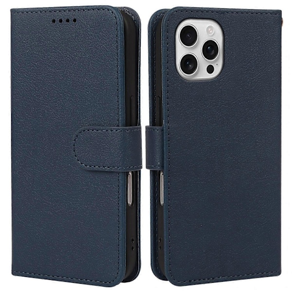 Læderetui med pung, stativ og magnetlukning til iPhone 16 Pro Max - Grøn Multicolor Blue