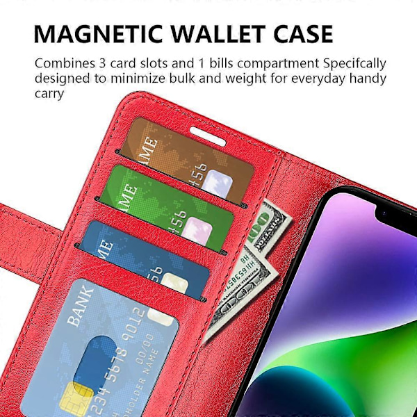 PU Læder Stand Telefon Cover Wallet Folio Flip Cover til iPhone 15 Plus Multicolor Style B