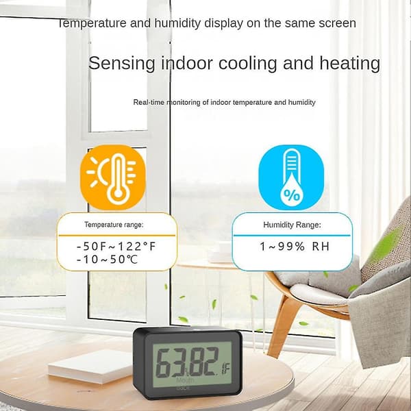 Digital väckarklocka, LCD-klocka för sovrum, elektronisk skrivbordsklocka med temperaturdisplay, ,sovrum, kontor Black