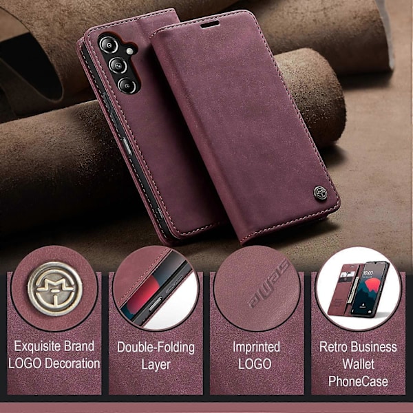 Til Samsung Galaxy A26 5G Case CASEME 013 Series Kortholder Stativ Læder Telefon Cover - Kaffe Multicolor Red