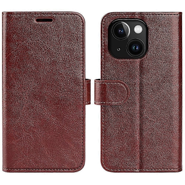 PU Læder Stand Telefon Cover Wallet Folio Flip Cover til iPhone 15 Plus Multicolor Style D