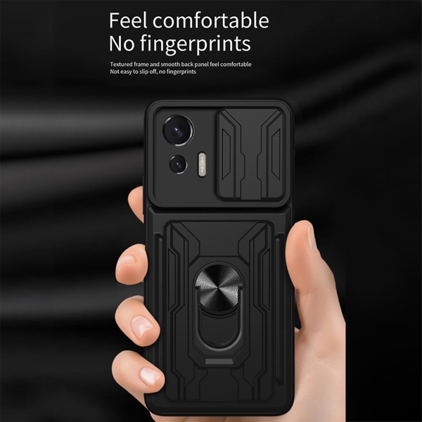 Stötsäkert cover för Motorola Edge 30 Neo 5g, Ring Kickstand phone case med skjutkamera skyddskorthållare White