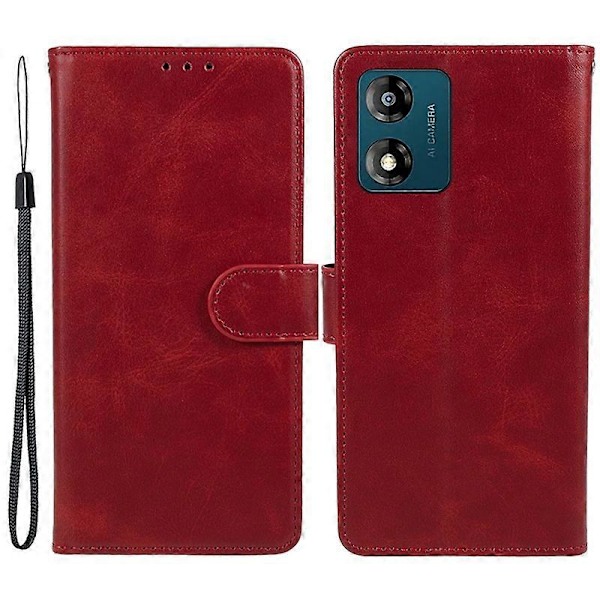 Kalvetekstur læder telefoncover med flip-pung og stativ til Motorola Moto E13 4G Multicolor Style B