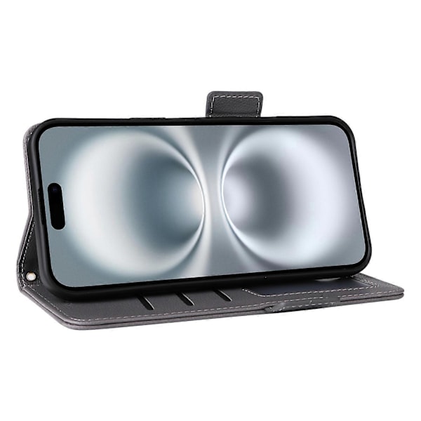 Læder Flip Telefon Cover med Litchi Tekstur til iPhone 16 Plus Multicolor Style C