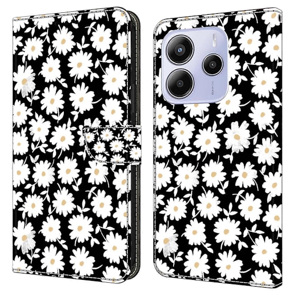 Xiaomi Redmi Note 14 5G Kotelo Magneettilukolla 3D Kuvio Nahkainen Lompakko Puhelinkotelo Multicolor Floral