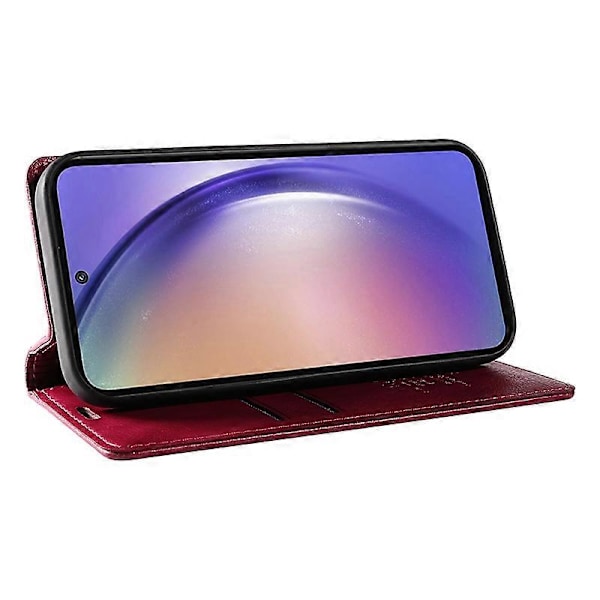 YIKATU YK-006 Fodral för Samsung Galaxy A55 5G Magnetisk Stängning PU Läder+TPU Plånboksställ Multicolor Wine Red
