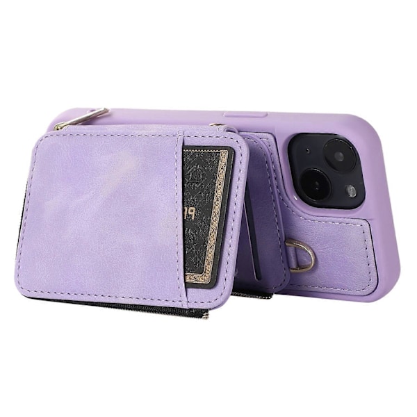 iPhone 13 Vetoketjullinen lompakkokotelo Jalusta PU-nahka+TPU-kuori Matkapuhelimen suojakuori Multicolor Style F
