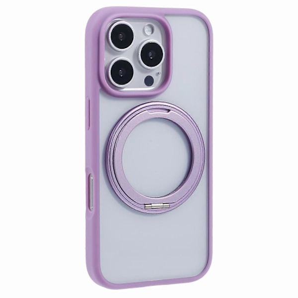 För iPhone 16 Pro Max Mobilskal Ringhållare Ställ PC+TPU Mobilskal - Titanium Guld Multicolor Purple