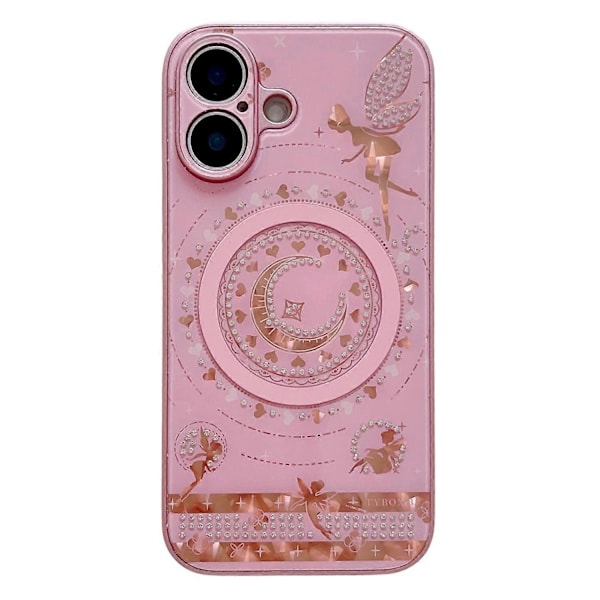 iPhone 16 Magneettikotelo Tähtikuu-kuvio Strassikoriste TPU+PC Puhelinkuori Multicolor Style A
