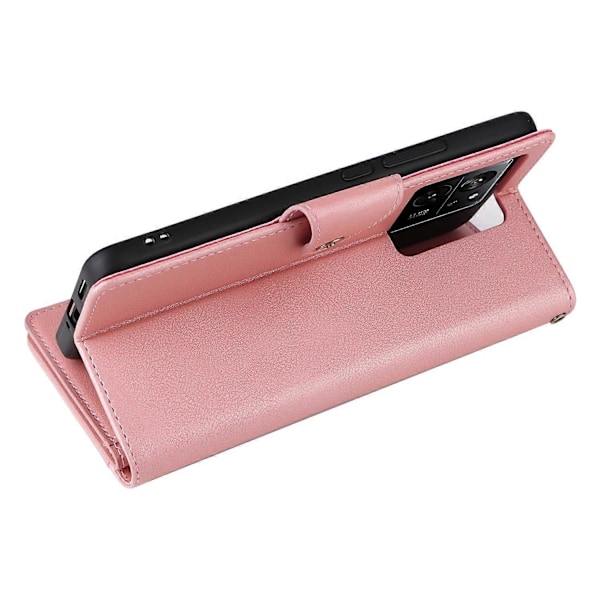 Fodral med dragkedja i PU-läder med handledsrem för Xiaomi 13T/13T Pro/Redmi K60 Ultra Multicolor Rose Gold