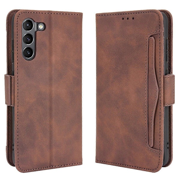 Flerfacksdesign Läder Telefonfodral Plånboksställ för Samsung Galaxy S21 FE Multicolor Style E