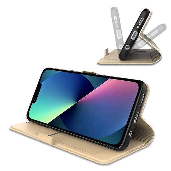 Beskyttelsescover til iPhone 15 Plus PU Læder Stand Kort Slot Telefon Cover Multicolor Style B