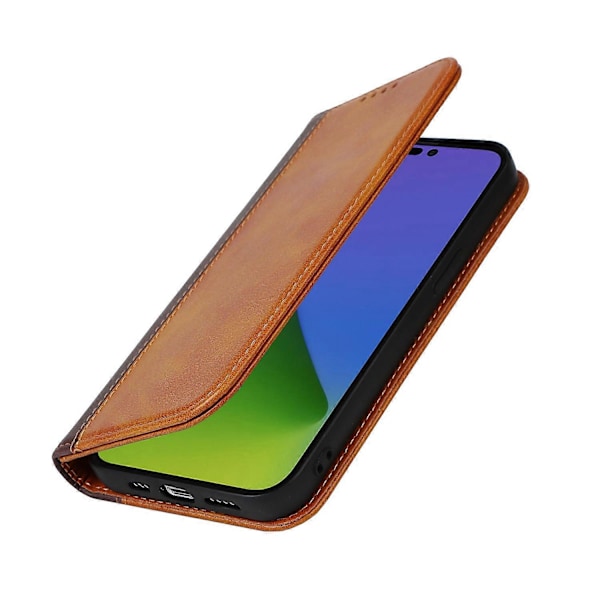 För iPhone 15 Pro Tvåfärgad Splitsad PU Läder Telefonfodral Stöd Stativ Plånboksfodral Multicolor Style C