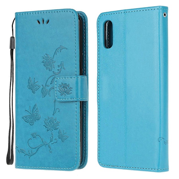 Präglad Fjäril Blomma Läderplånbok Ställ Telefonskal för Samsung Galaxy Xcover 5 Multicolor Style F