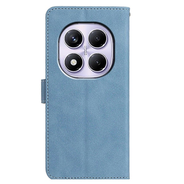 Til Xiaomi Redmi Note 14 Pro 4G Etui Sommerfugl Blomst Præget PU Læderpung Stativ Telefoncover Multicolor Sky Blue