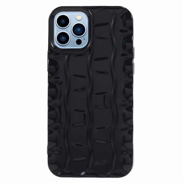 För Iphone 12 Pro Max Tpu phone case 3d randigt mönster Anti-Scratch cover Black