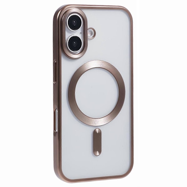 Skal för iPhone 16 Plus Matt Elektropläterad Telefonfodral Kompatibelt med MagSafe - Mörklila Multicolor Desert Gold