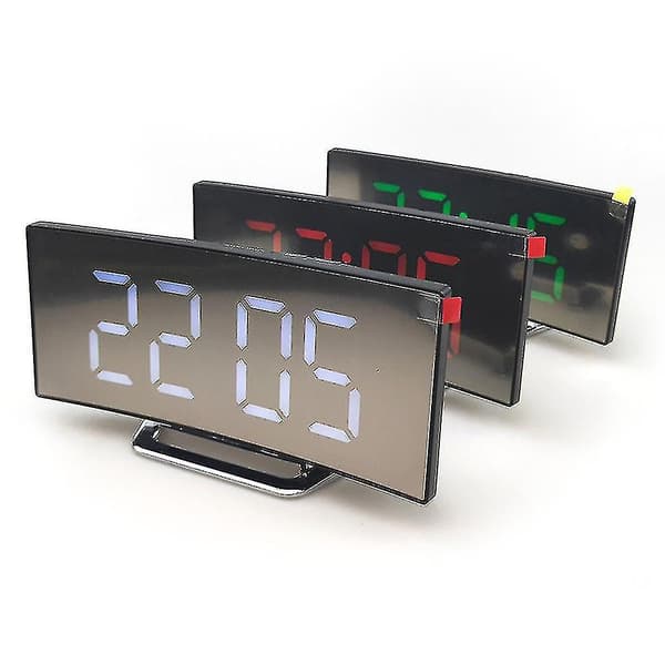 Led Wecker Digital Alarm Digital Clock Stor Display Multifunktionell Väckarklocka White