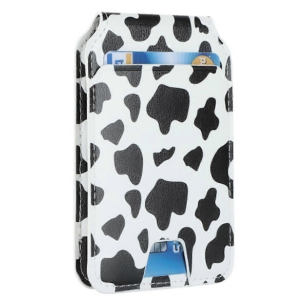 Magneettinen korttikotelo jalustalla PU-nahkaa, korttilompakko, henkilökortti- ja pankkikorttikotelo - Musta Multicolor Cow Pattern