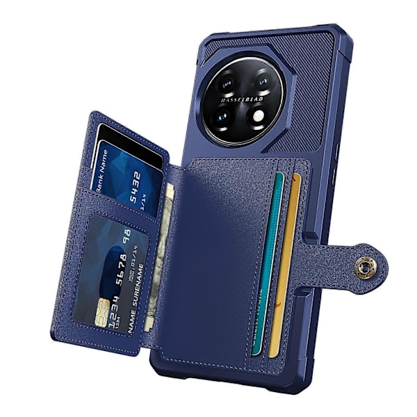 ZM03 Stødsikkert etui til OnePlus 11 5G PU læderbelagt TPU telefoncover med kortholder og støttefod Multicolor Style D