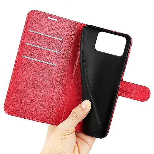 Til Asus Zenfone 12 Ultra 5G Etui Litchi Tekstur Stødsikkert Læder Wallet Telefon Cover Multicolor Red