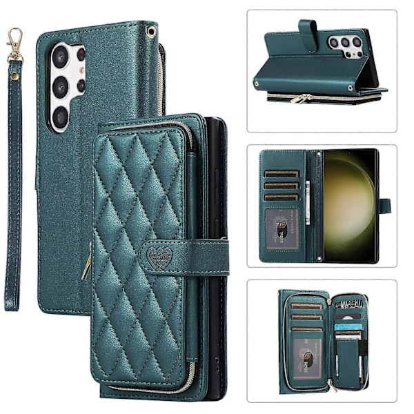 Skal för Samsung Galaxy S23 Ultra med Handrem Romber Dragkedja Läder Telefonskydd Multicolor Style D