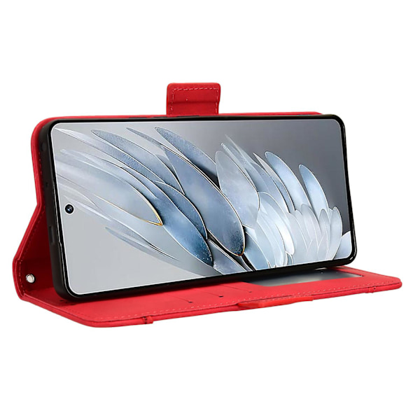 För Zte Nubia Z50s Pro 5g Pu Läder Stativ Cover Flera kortplatser Plånbok Folio Phone case Red