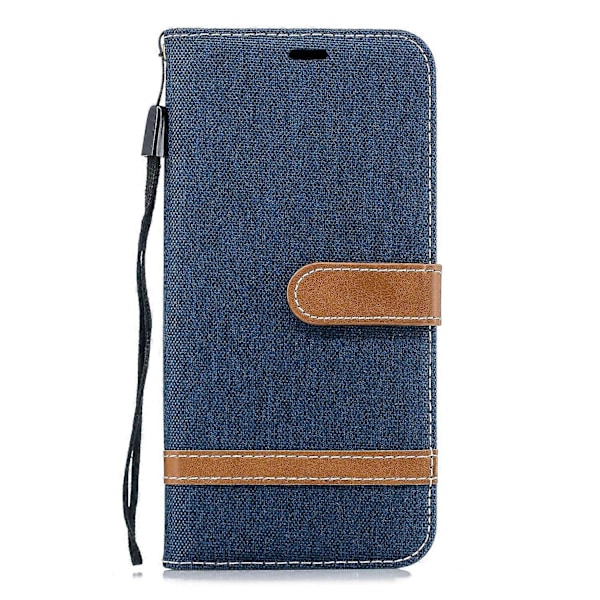 Tvåfärgat mobilskal i PU-läder med jeansstruktur för Huawei Mate 20 Pro
