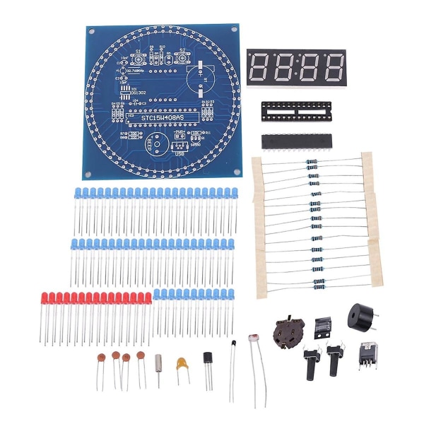 Gör-det-själv roterande elektronisk klocka Kit Elektronisk krets Basic Experimental Kit LED Display Väckarklocka Blue
